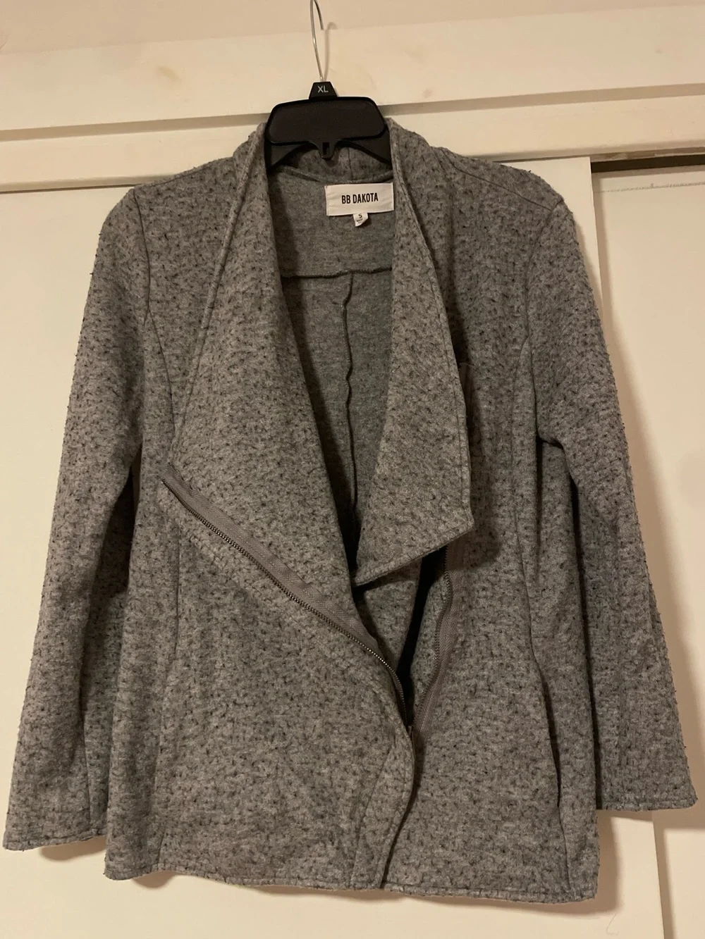 BB Dakota Heather Gray Asymmetric Wrap Cardigan jacket AS